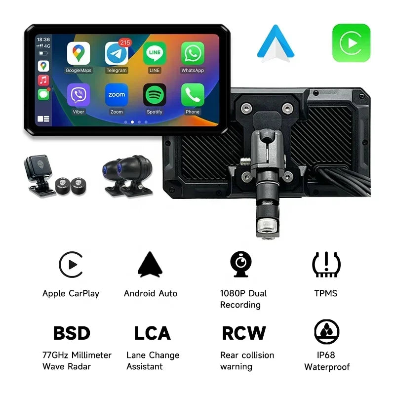 Motorcycle Recorder Dual Recording BSD 77G Millimeter Wave Radar-P09