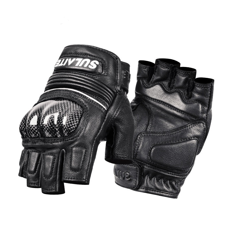 Half Finger Carbon Fiber Leather Gloves-G10