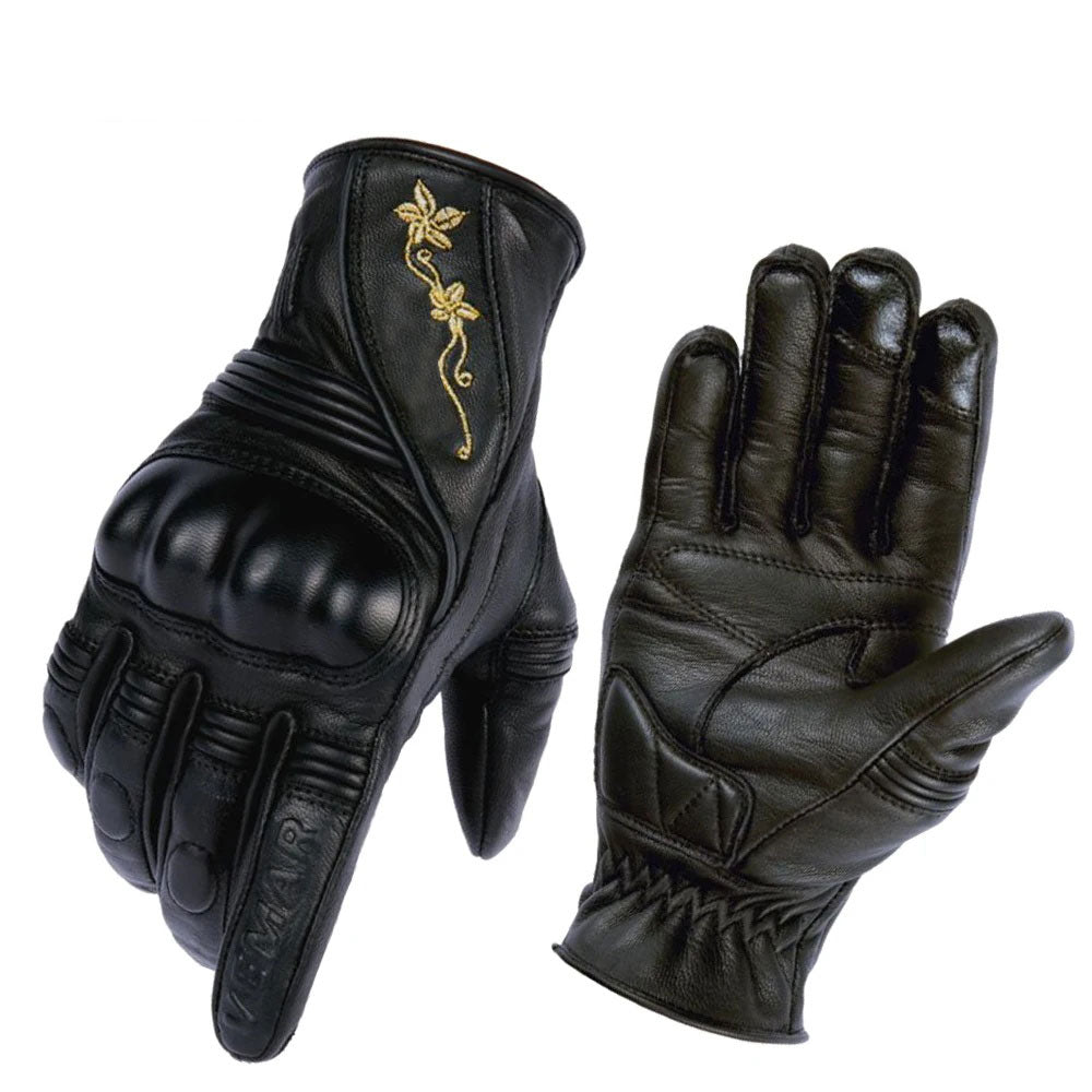 KTVMOTO Women's Retro Motorcycle Touchscreen Leather Gloves-G31