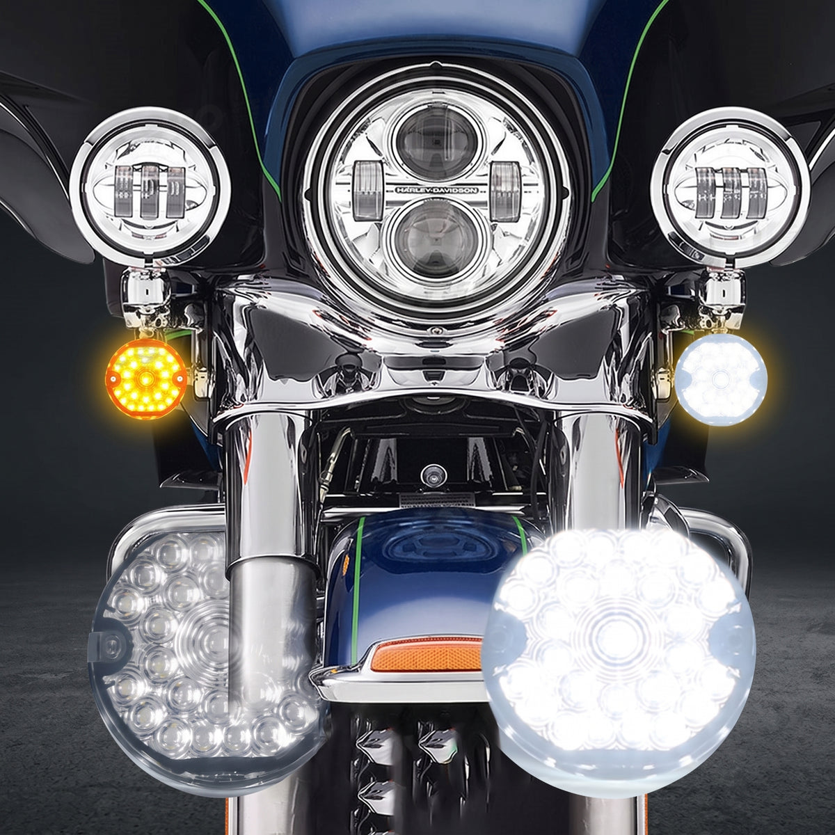 1157 LED Peacock Turn Signal Lights for Harley Moto – D21