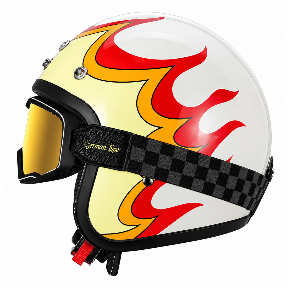 Retro Flame Pattern Convertible Motorcycle Helmet-I64