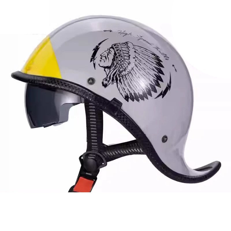 KTVMOTO Vintage Half Helmet with Visor – Retro Motorcycle Helmet-I131