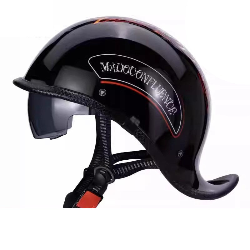 KTVMOTO Vintage Half Helmet with Visor – Retro Motorcycle Helmet-I131