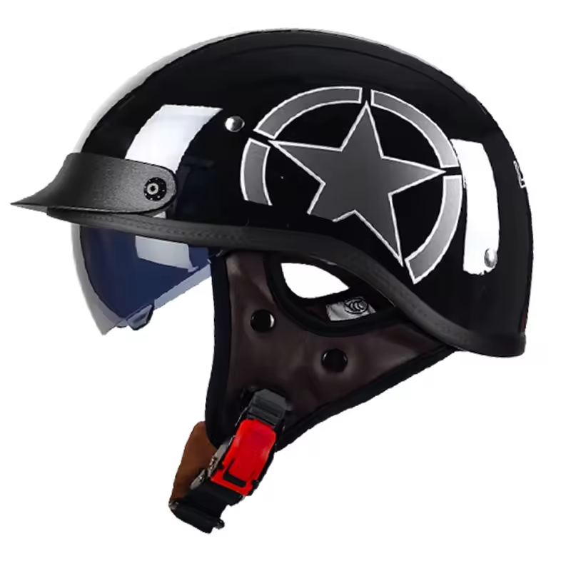 KTVMOTO Retro-style cruiser motorcycle half helmet-I13