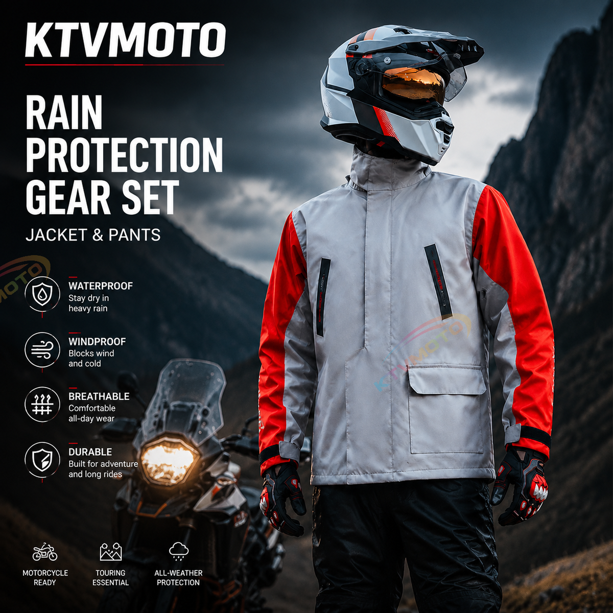 Two-piece motorcycle rain suit(Set)-C16