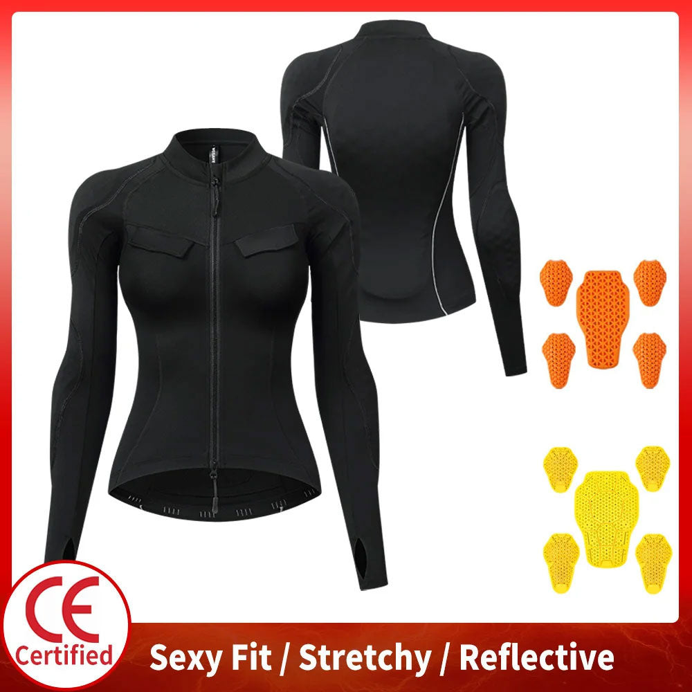 CE Women's Slim Fit Motorcycle Riding Suit with Removable Protective Pads-J35