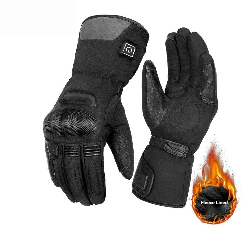 KTVMOTO Heated Genuine Leather Motorcycle Gloves with Hard Protective Cover - G26
