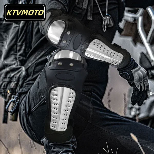 Stainless steel motorcycle elbow and knee pads kit-Y22