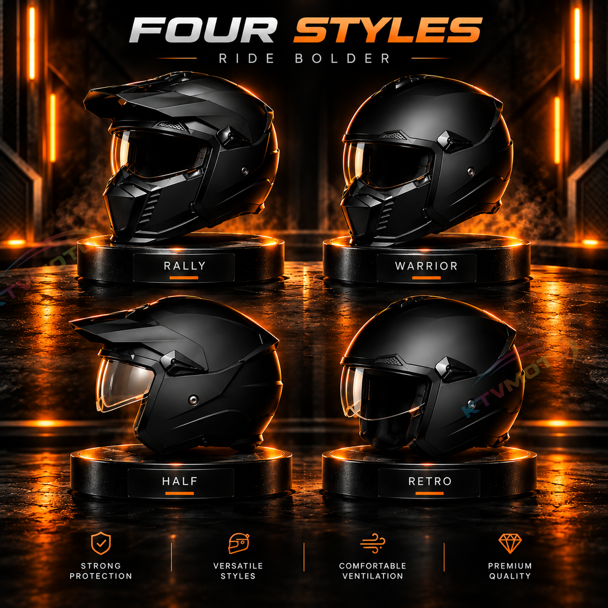 KTVMOTO Futuristic Full Face Motorcycle Helmet-I271