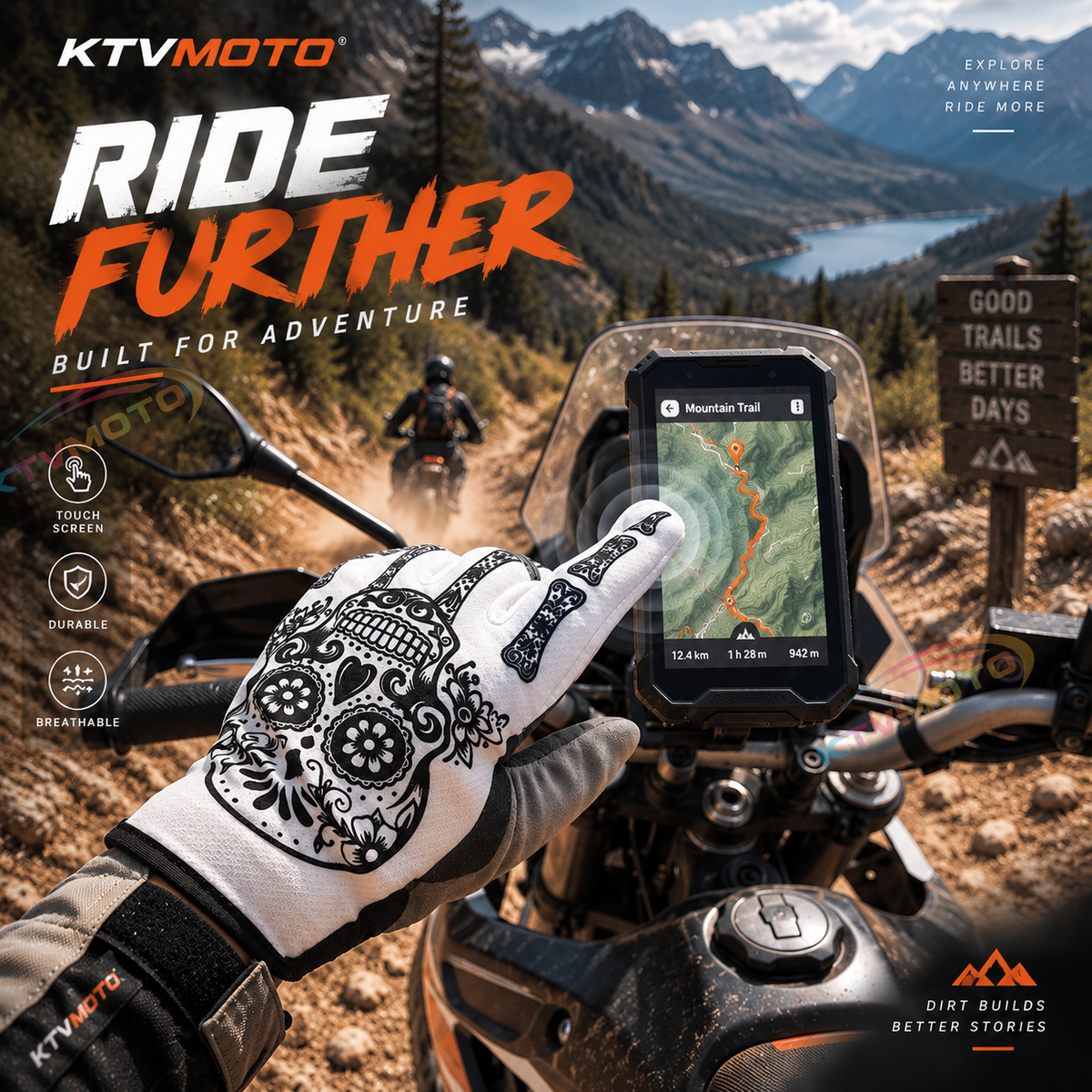 KTVMOTO Skull Pattern Motorcycle MTB Off-Road Cycling Gloves - G101