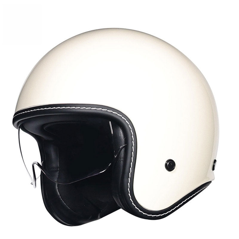 KTVMOTO Retro-style open-face motorcycle helmet with built-in visor-I22