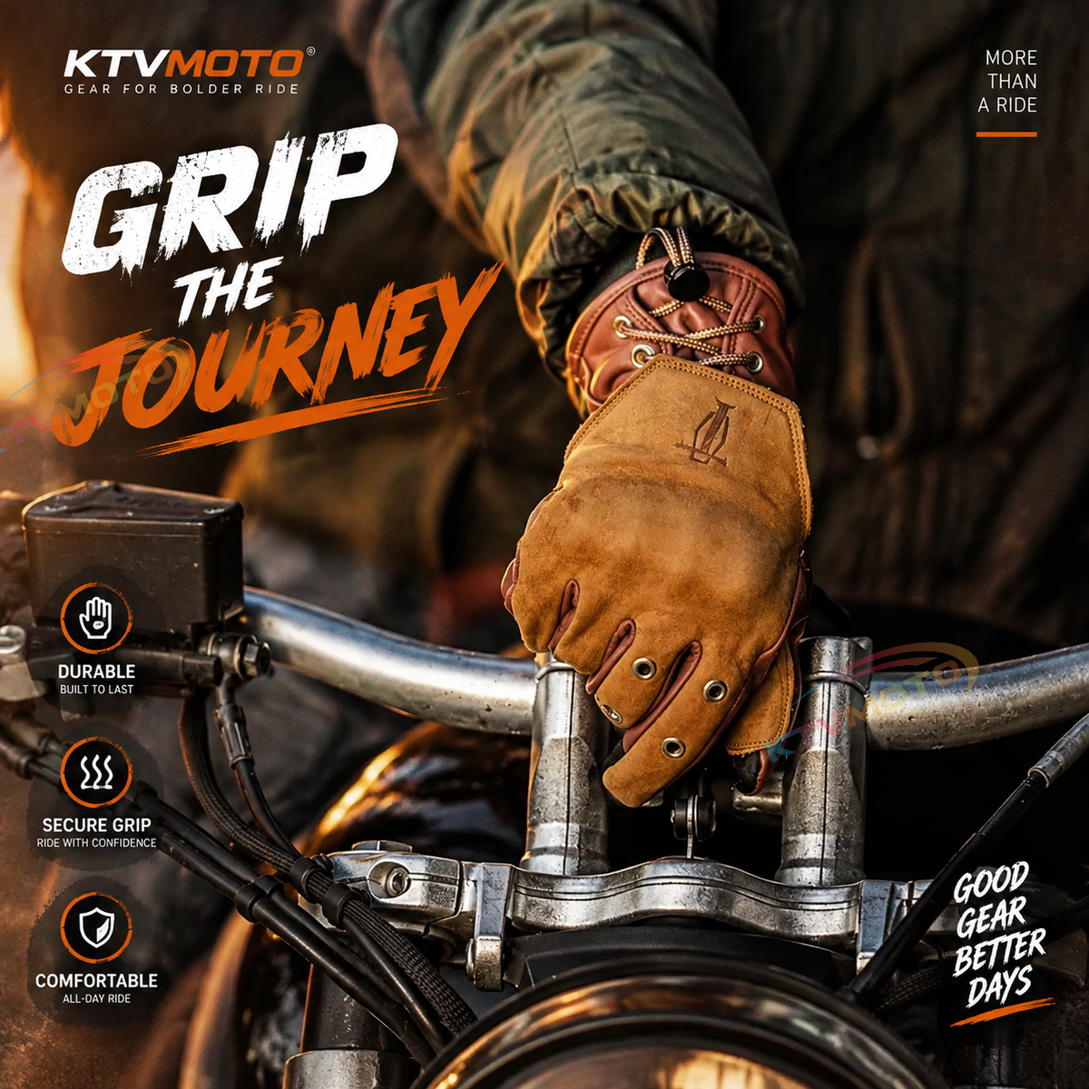 KTVMOTO Retro cowhide windproof motorcycle gloves-G36