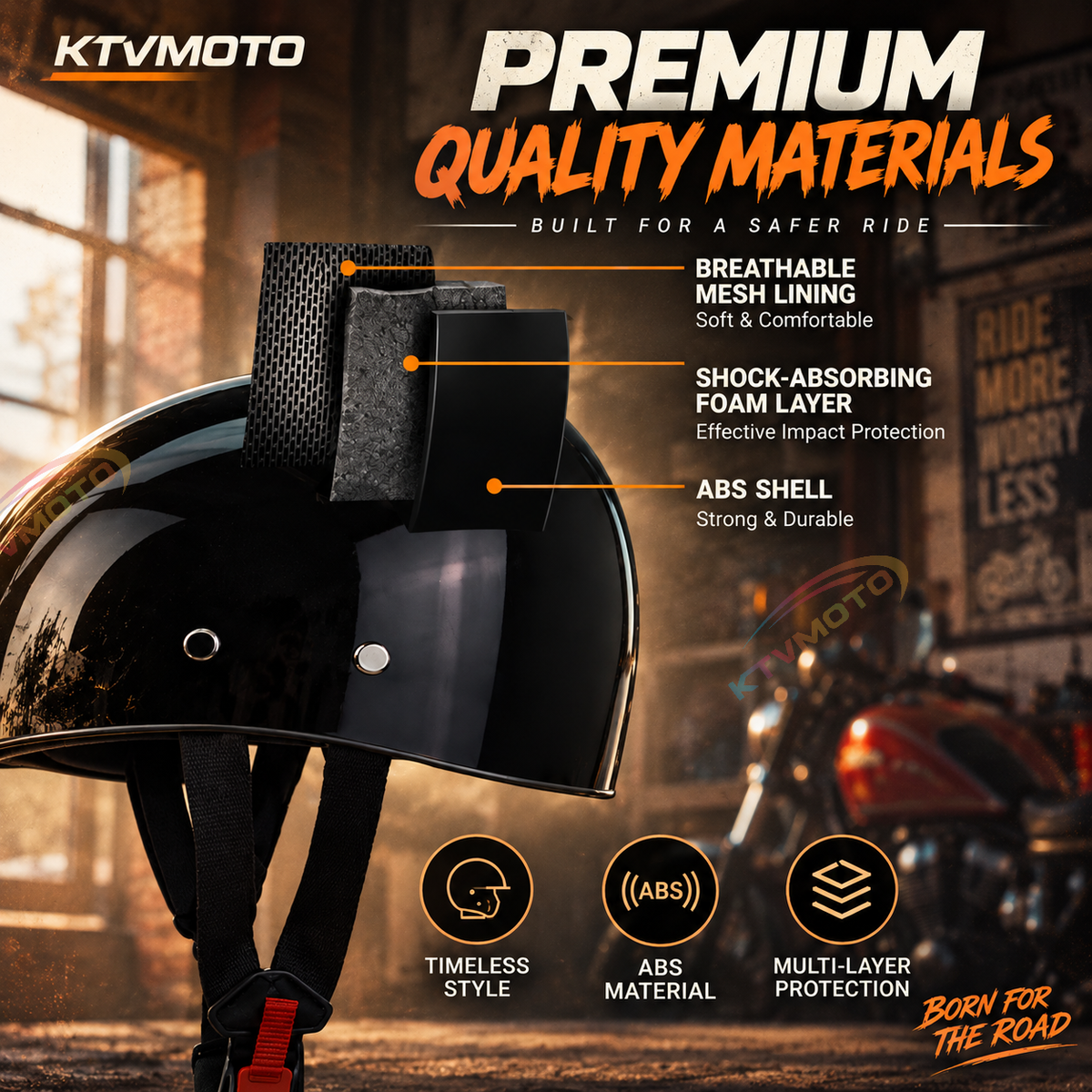 Retro-style carbon fiber beret-style motorcycle helmet-I285