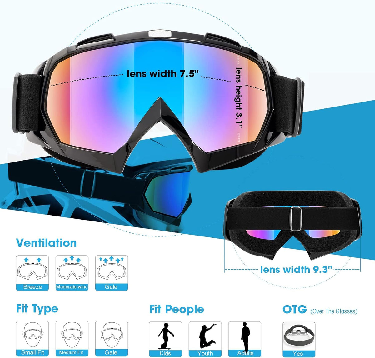 KTVMOTO ATV Motorcycle Goggles2 Pack-H01