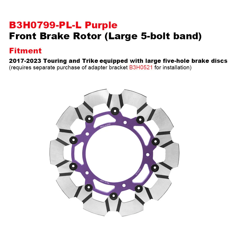 PB Style 5-Bolt Performance 13 Inch Front Brake Rotor for HD Touring and Softail Motorcycle Brake Systems