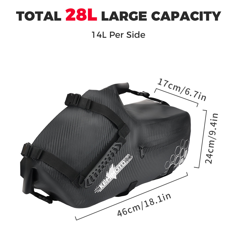 28L Waterproof Travel Luggage Saddle Bag Motorcycle Side Bag Universal-B02