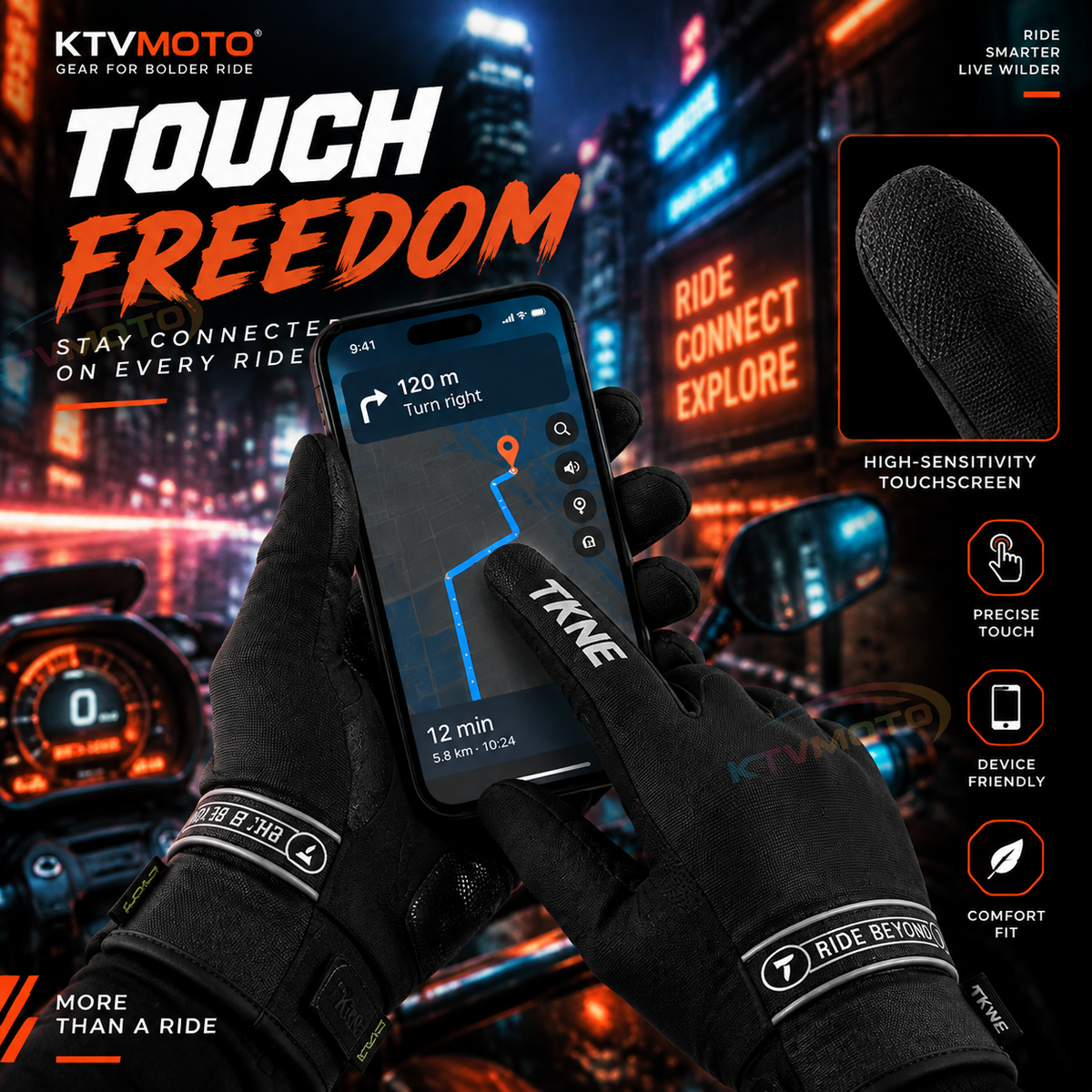 KTVMOTO Breathable Motorcycle Gloves with Anti-Slip Grip-G59