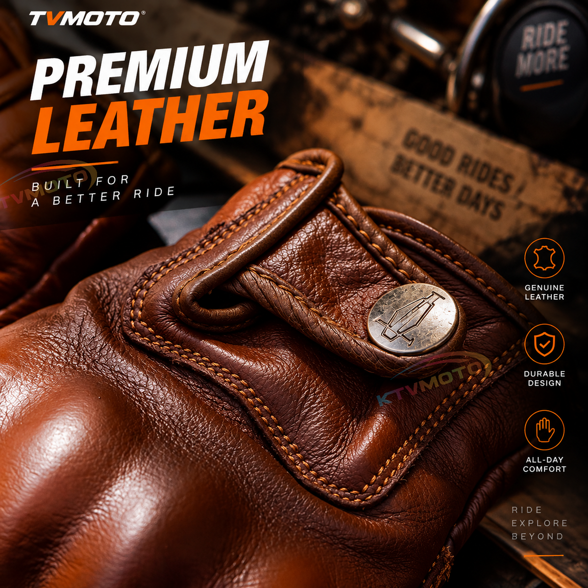 KTVMOTO Summer Retro Breathable Fingerless Cycling Gloves-G41