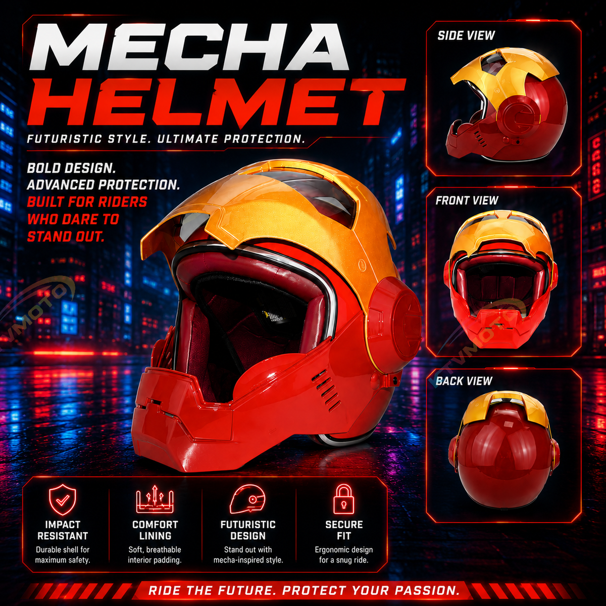 Sci-Fi Robot-Style Full-Face Helmet-I11