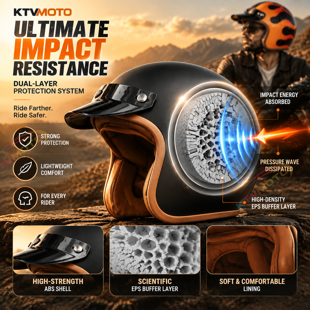 Retro motorcycle open helmet-I20