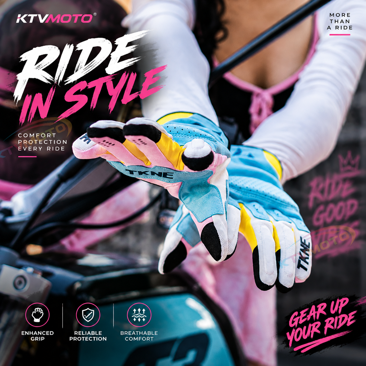 KTVMOTO Retro Touchscreen Motorcycle Riding Gloves-G54