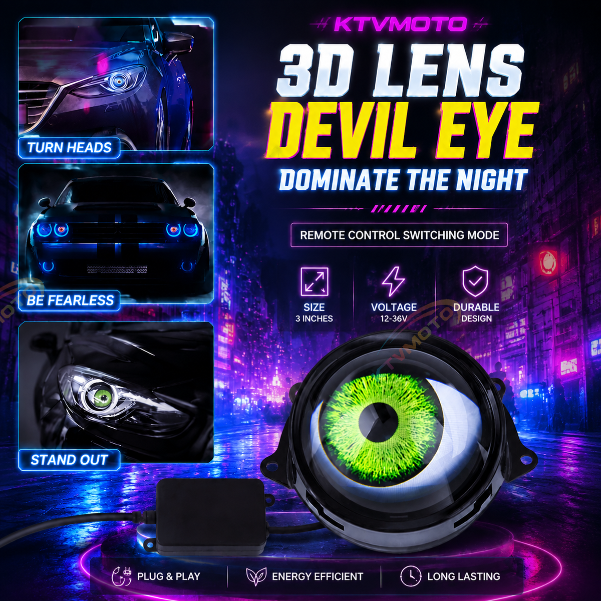 KTVMOTO Motorcycle dynamic big eyes devil eye light-D24