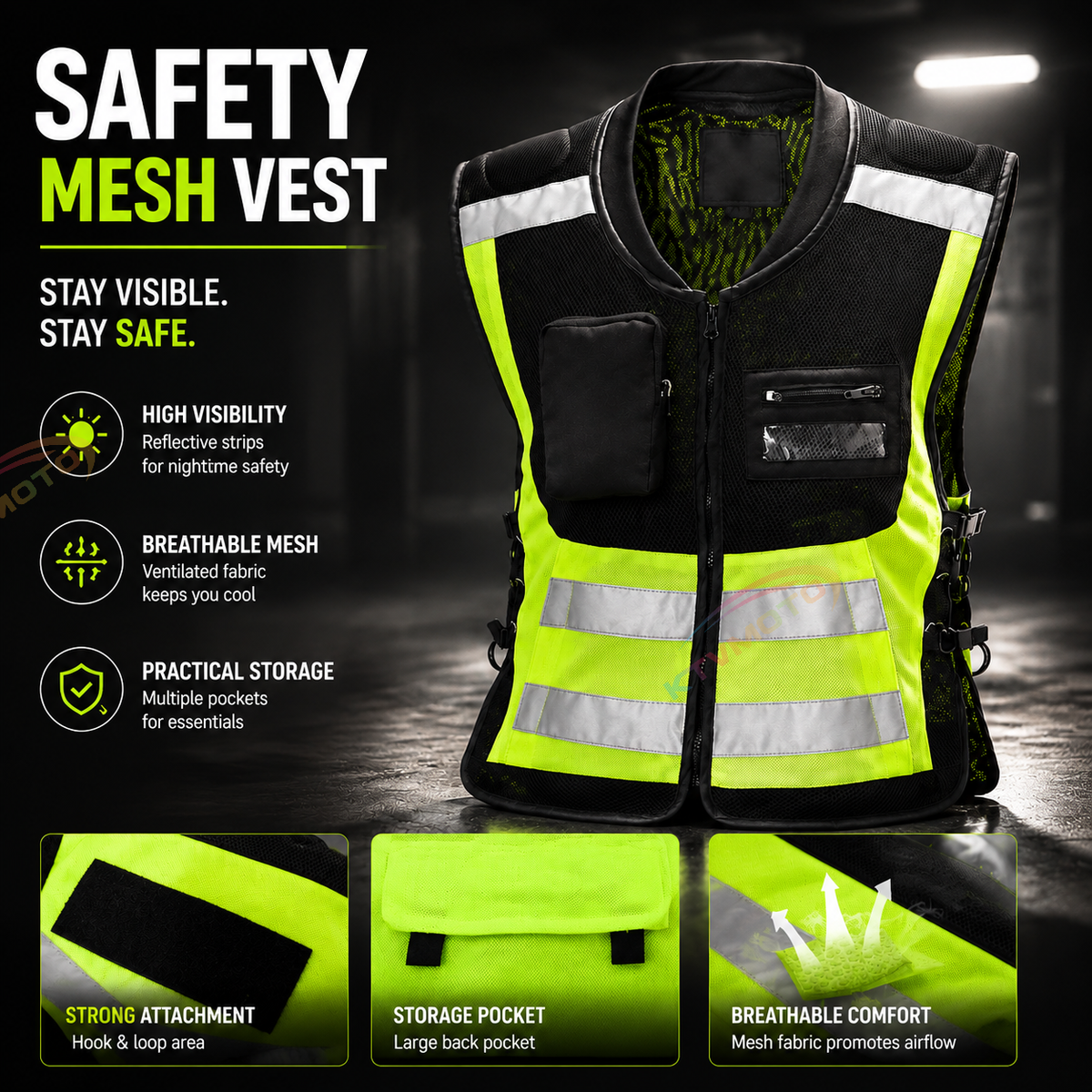 Reflective vest for motorcycle racing and rally riding-J101