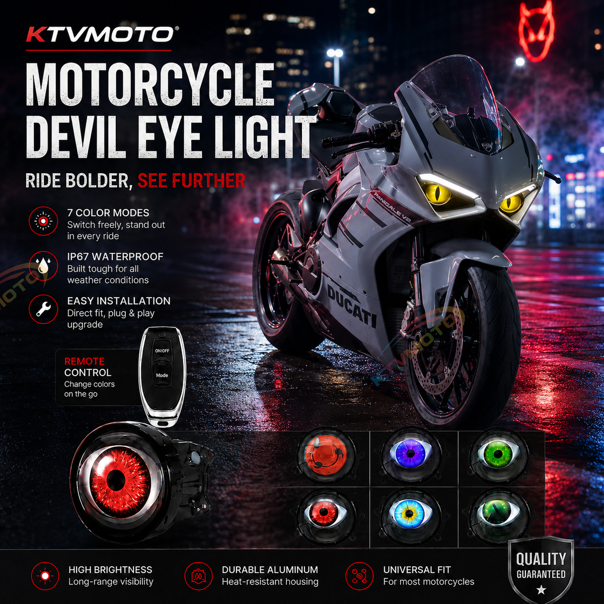 KTVMOTO Motorcycle dynamic big eyes devil eye light-D24