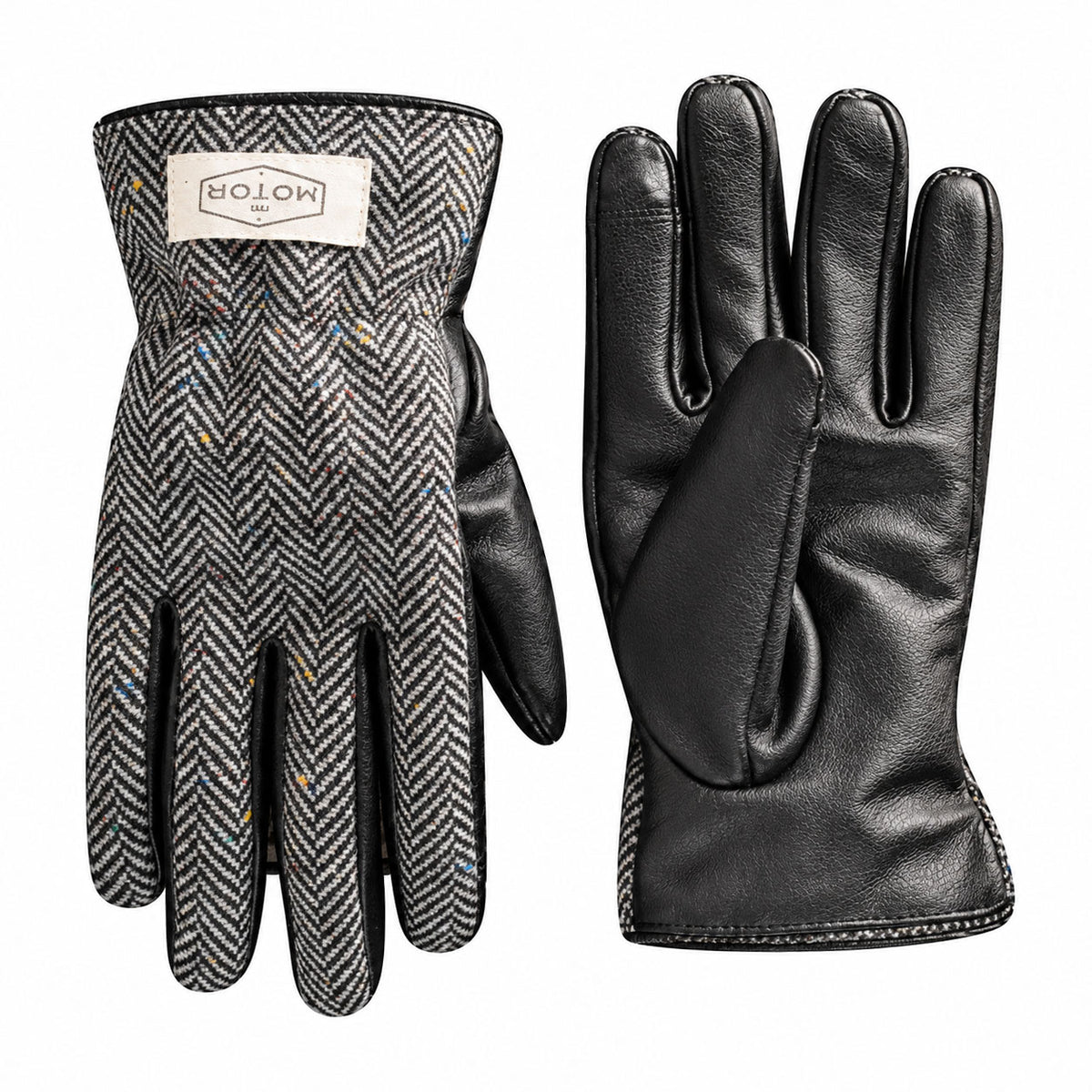 Retro Genuine Leather Patchwork Long Biker Gloves-G51