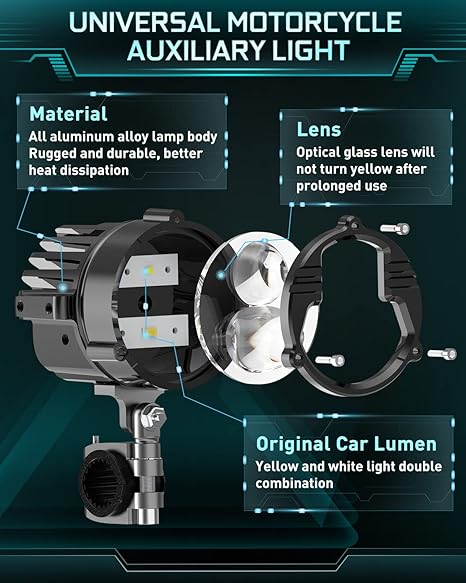100W Motorcycle Fog Light 5 Modes-2 Pack-D09
