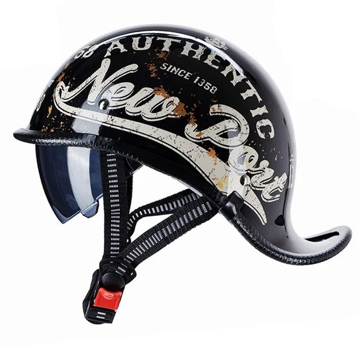 KTVMOTO Vintage Half Helmet with Visor – Retro Motorcycle Helmet-I131