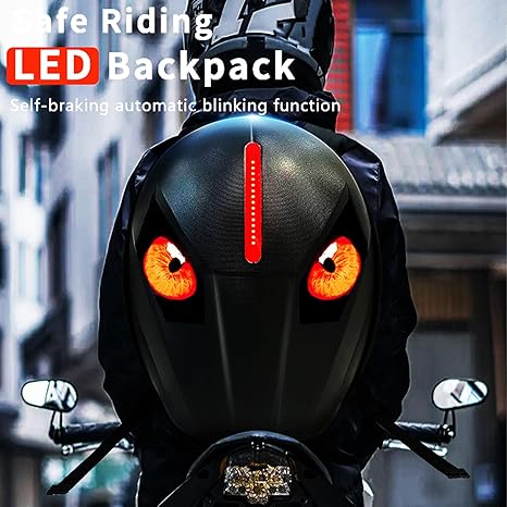 3D Hard Shell LED Light Motorcycle Backpack-W12