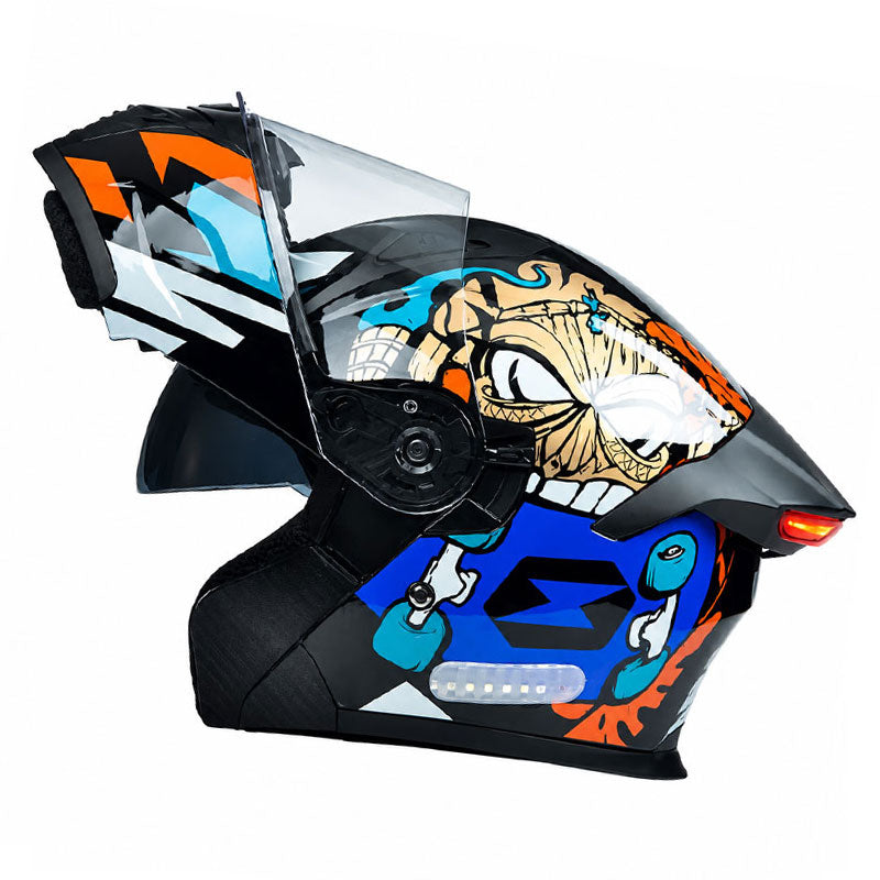 Cyberpunk Neon-Patterned Modular Motorcycle Helmet-I85