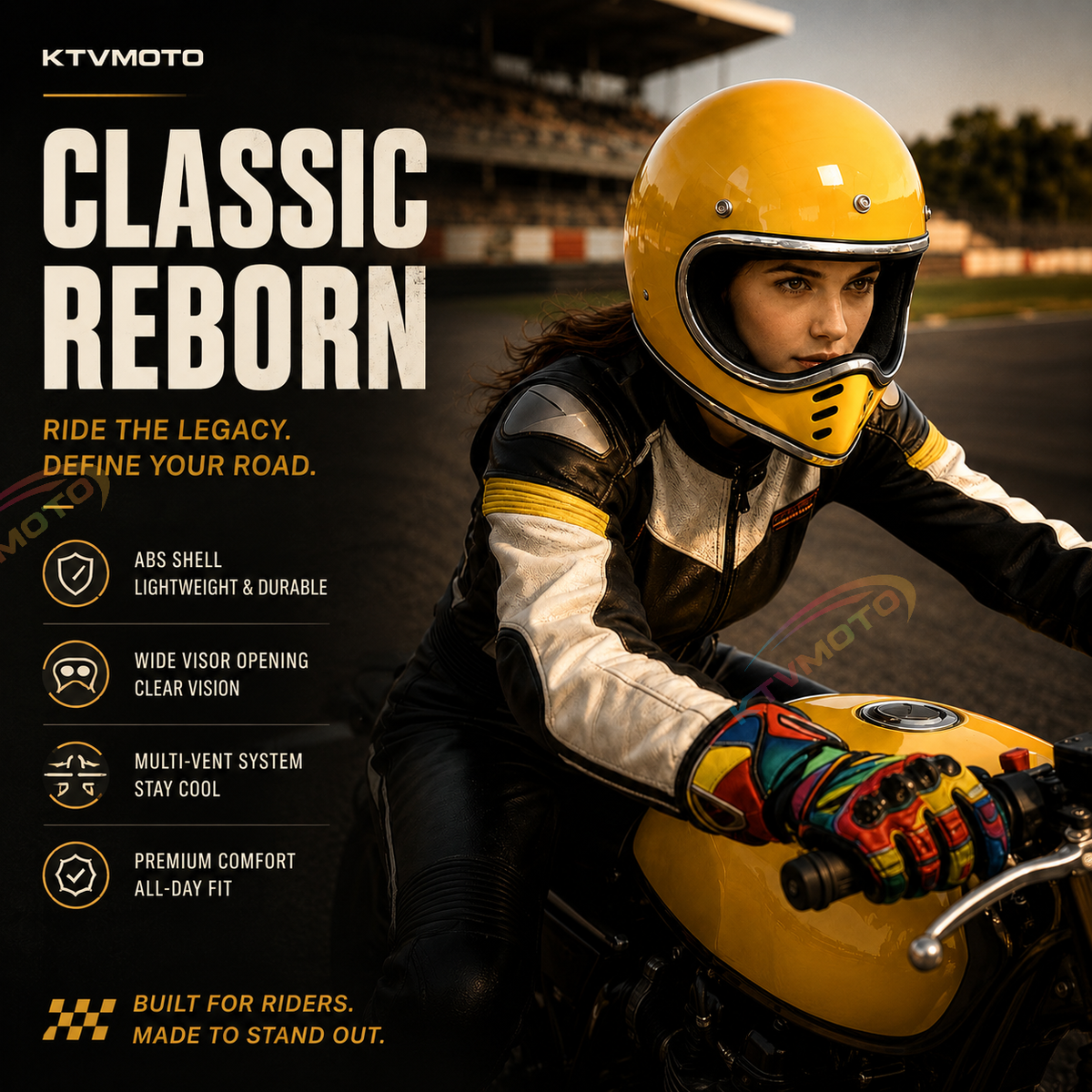 Open-style retro full-face motorcycle helmet-I137