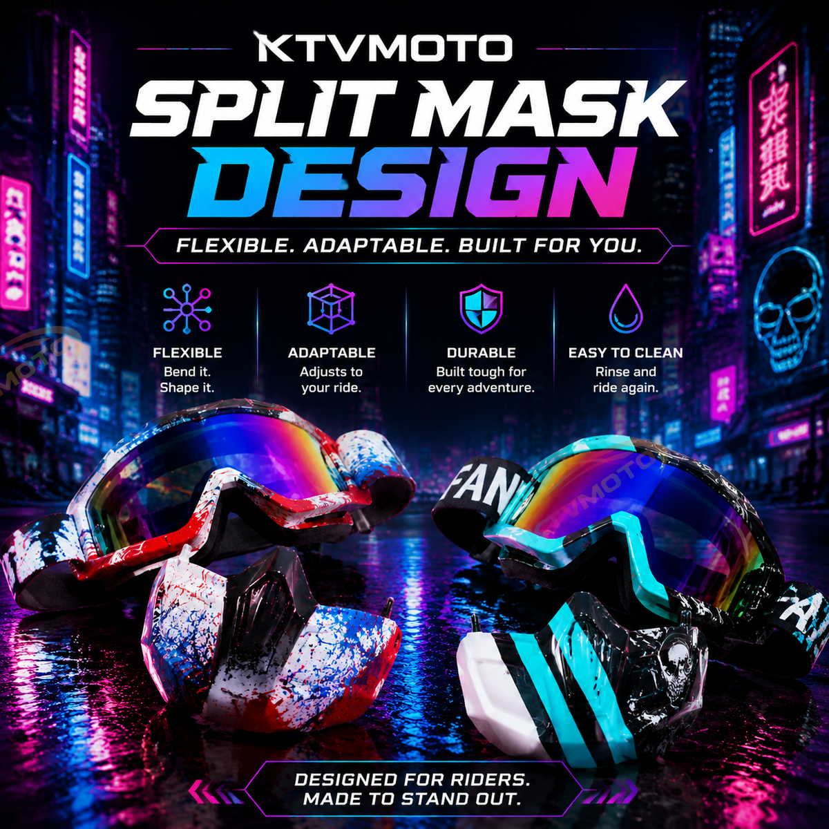 KTVMOTO Motorcycle Riding Goggles and Protective Face Mask-H02