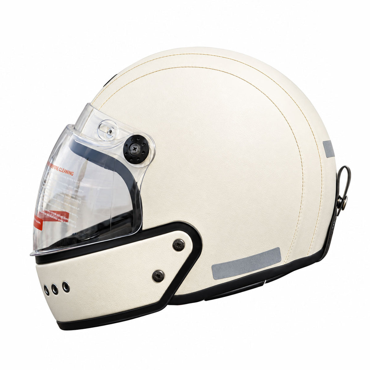 Retro-style leather-finish multi-functional modular motorcycle helmet-I284