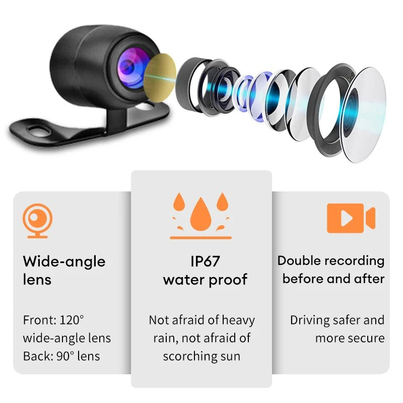 720P Waterproof DVR Driving Recorder 3.0 Inch Front and Rear Camera-P05