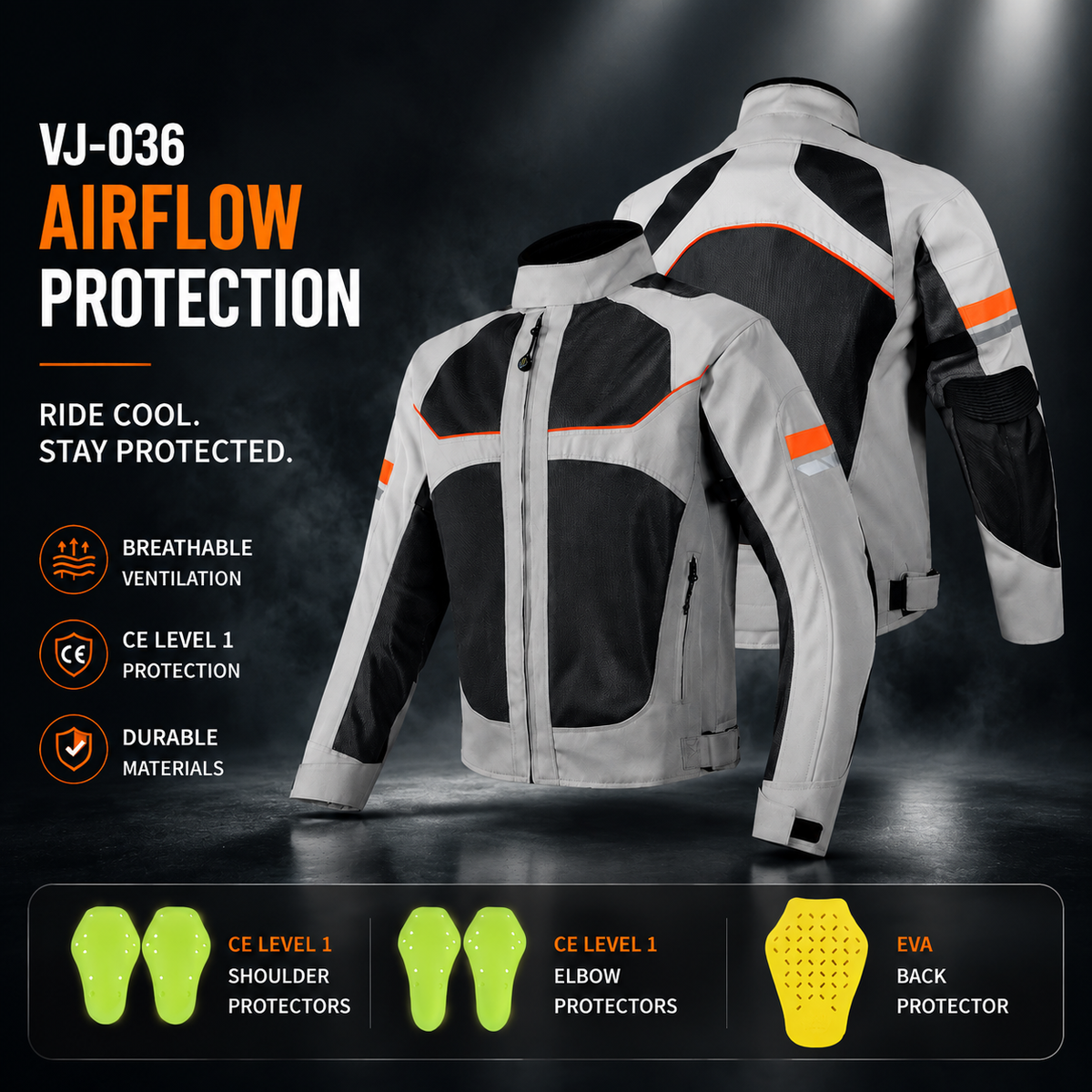 Motorcycle riding suit with reflective mesh(CE Grade)-J80