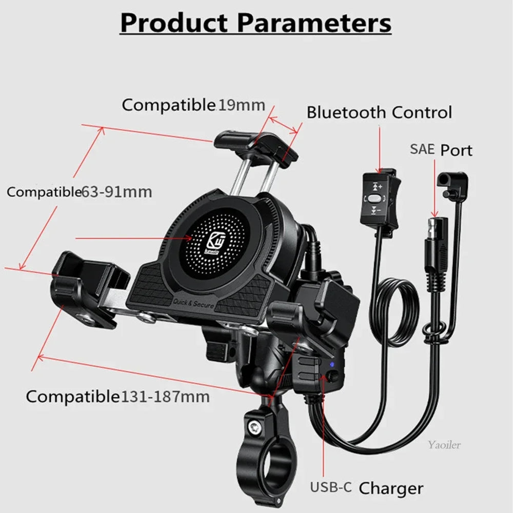 No-blocking camera shock-absorbing anti-theft motorcycle phone holder-M45