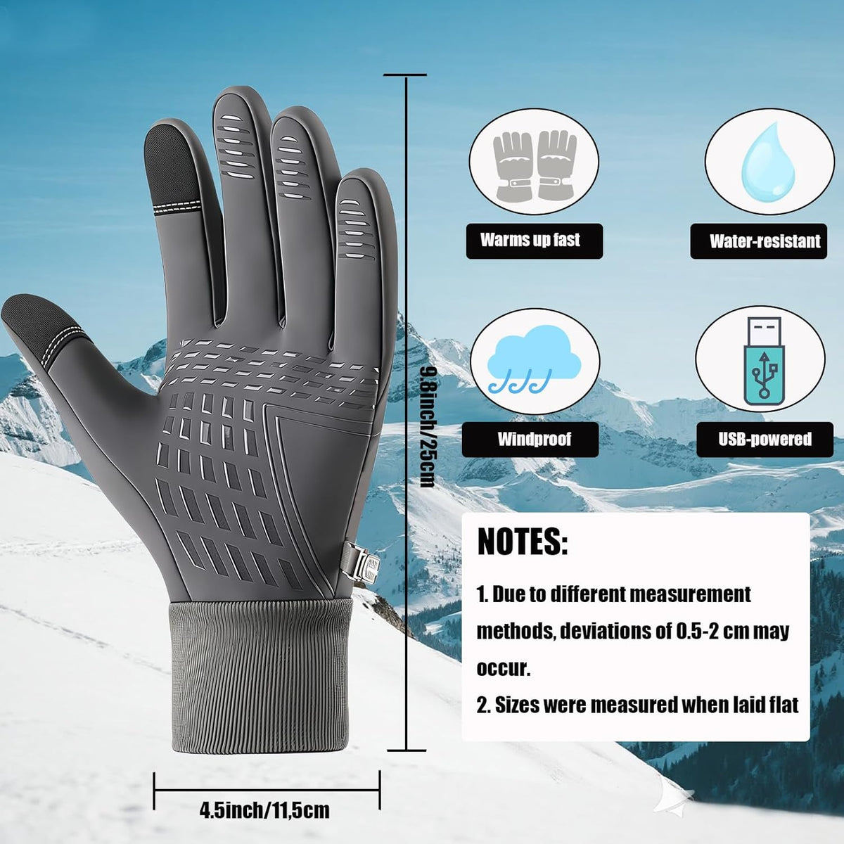 Heated Touchscreen Winter Gloves for Winter Sports Cycling Hunting