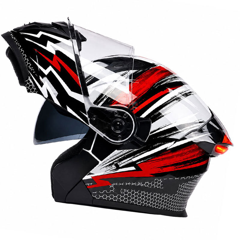 Cyberpunk Neon-Patterned Modular Motorcycle Helmet-I85
