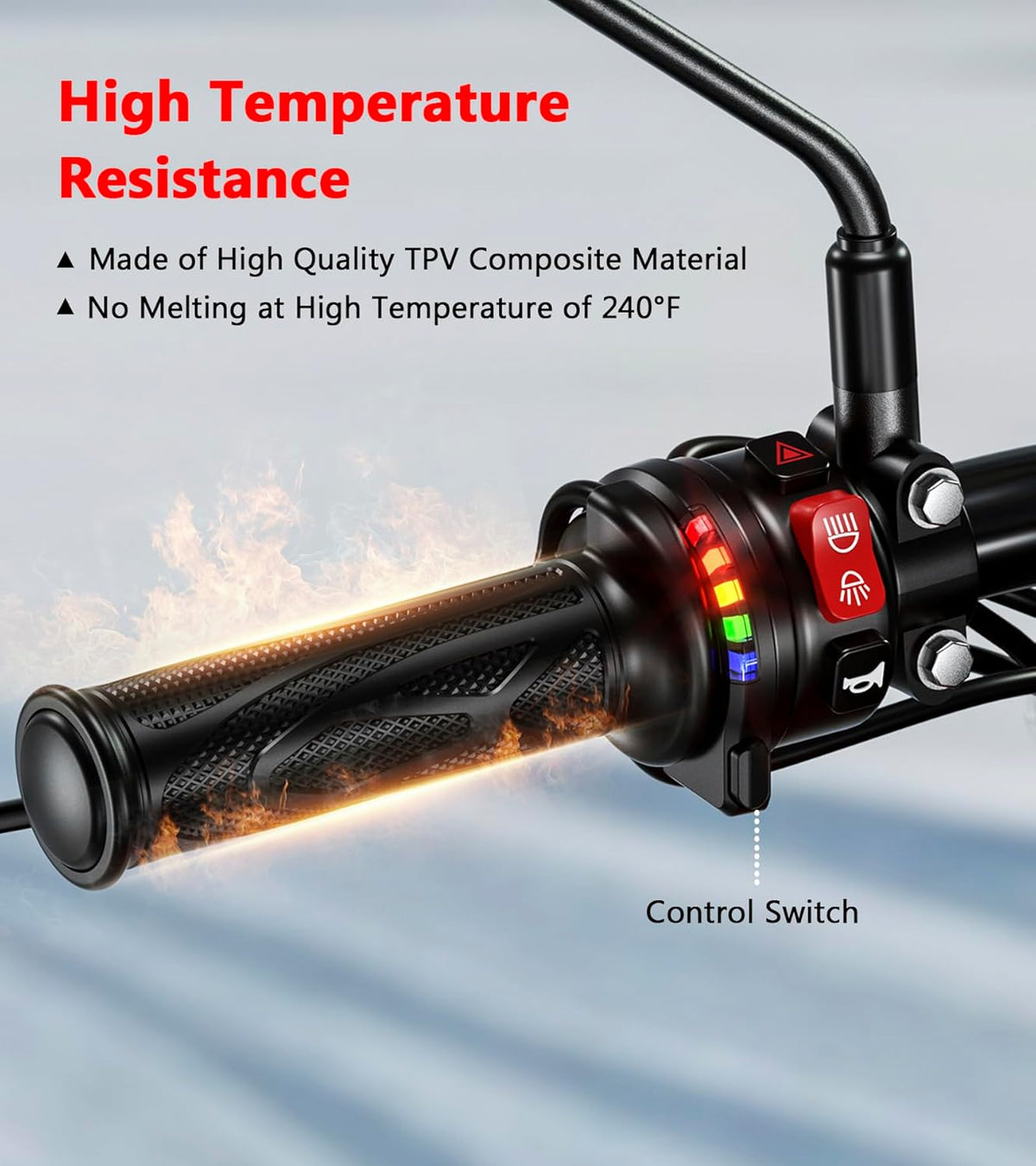 Motorcycle heated handle, intelligent five-speed temperature adjustment