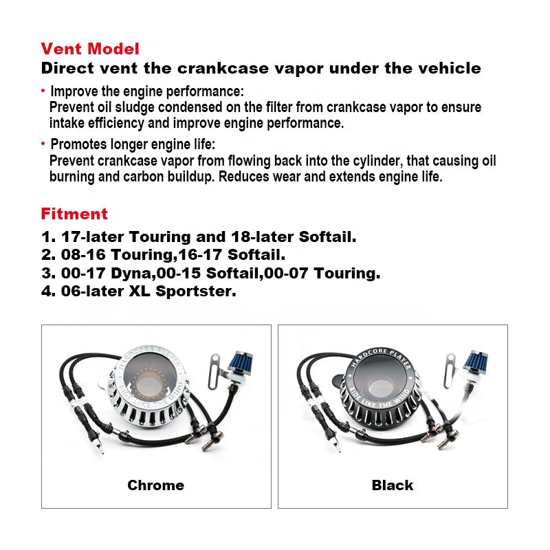 New HD Touring Softail Air Intakes XL Sportster Dyna See-Through Circular Cleaner Vent Model Oil Filter Motorcycle