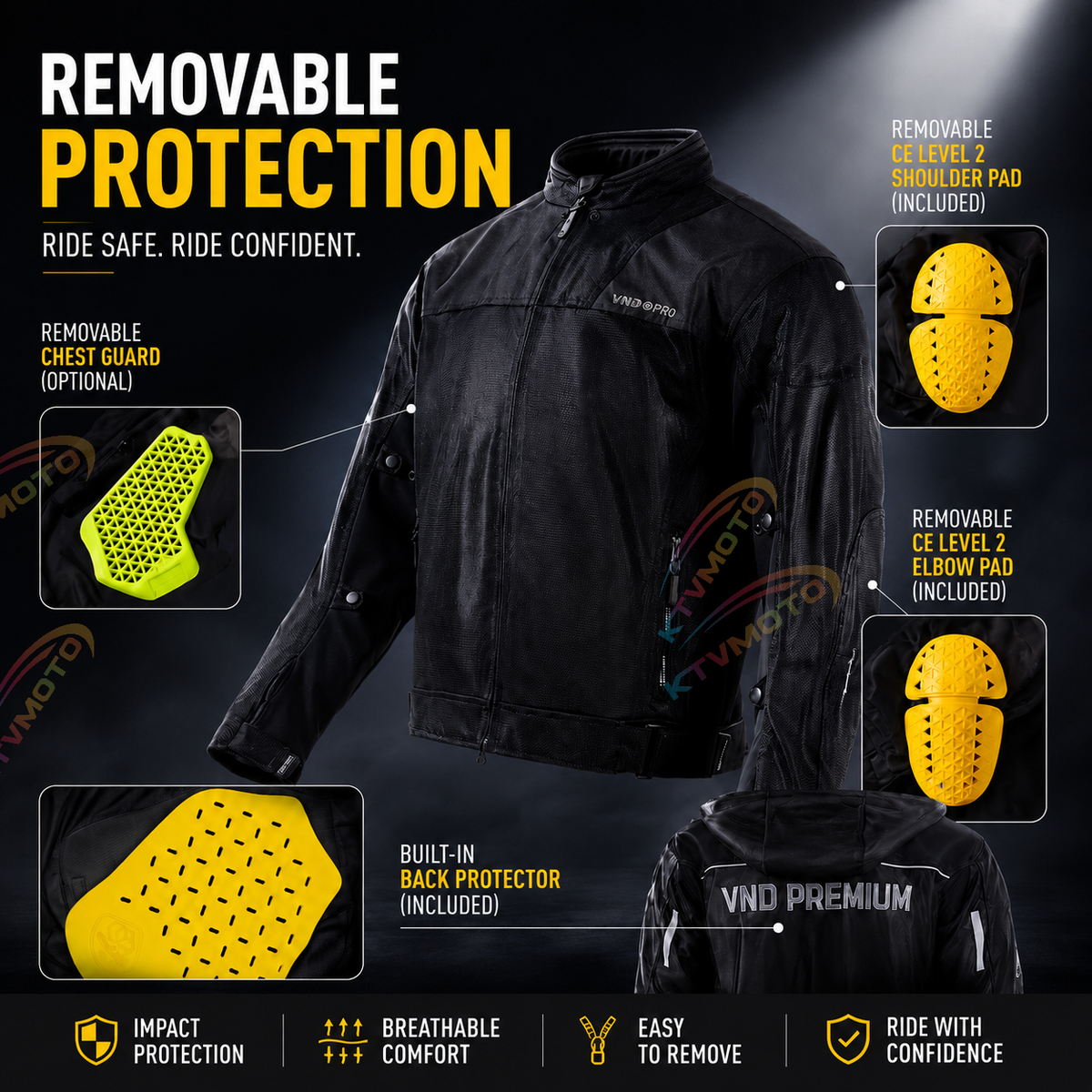 Breathable motorcycle riding gear with CE Level 2 armor-J96