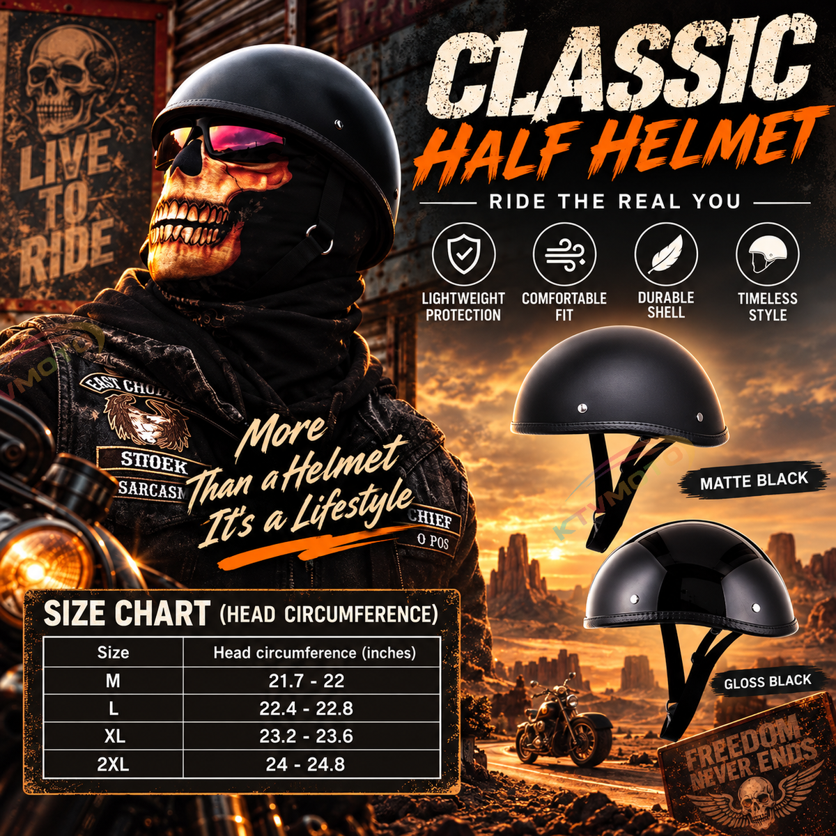 Outdoor Retro Cycling Windproof Mask, Goggles, and Half-Helmet Combo-I293