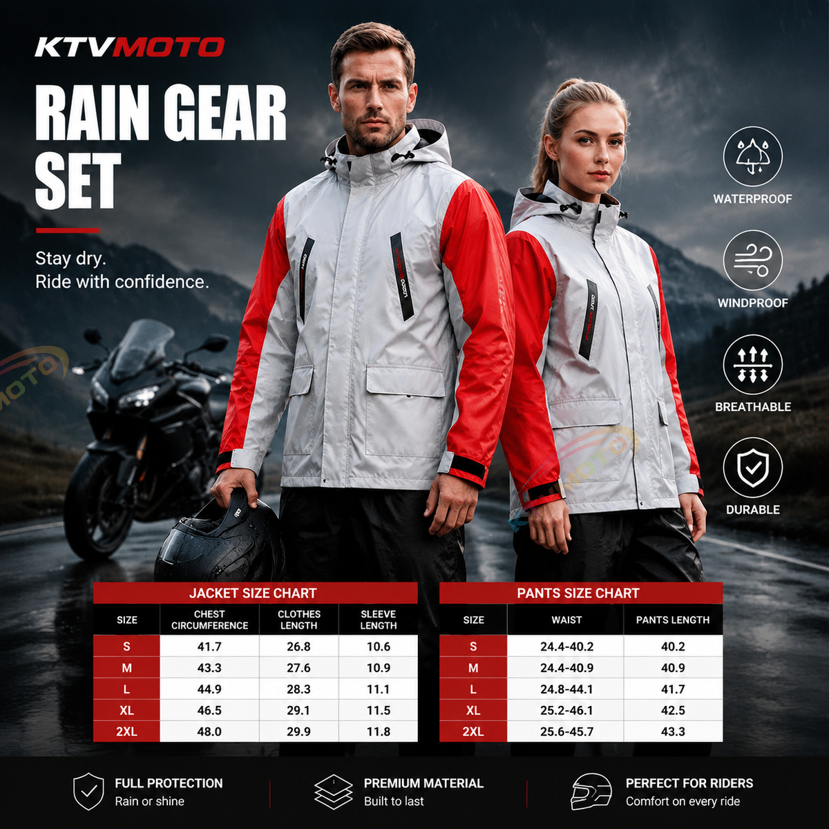 Two-piece motorcycle rain suit(Set)-C16