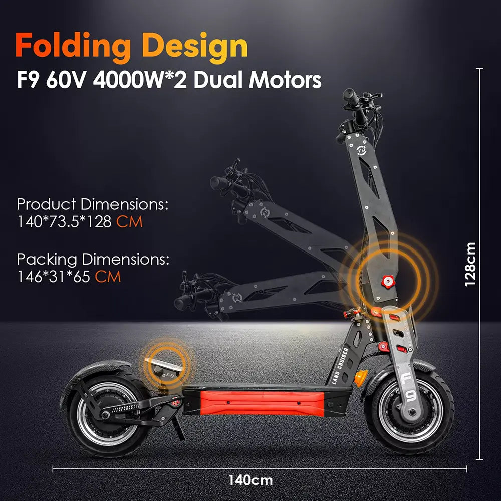 8000W Dual Motor Electric Scooter, 50 Mile Range, 56 MPH - F9