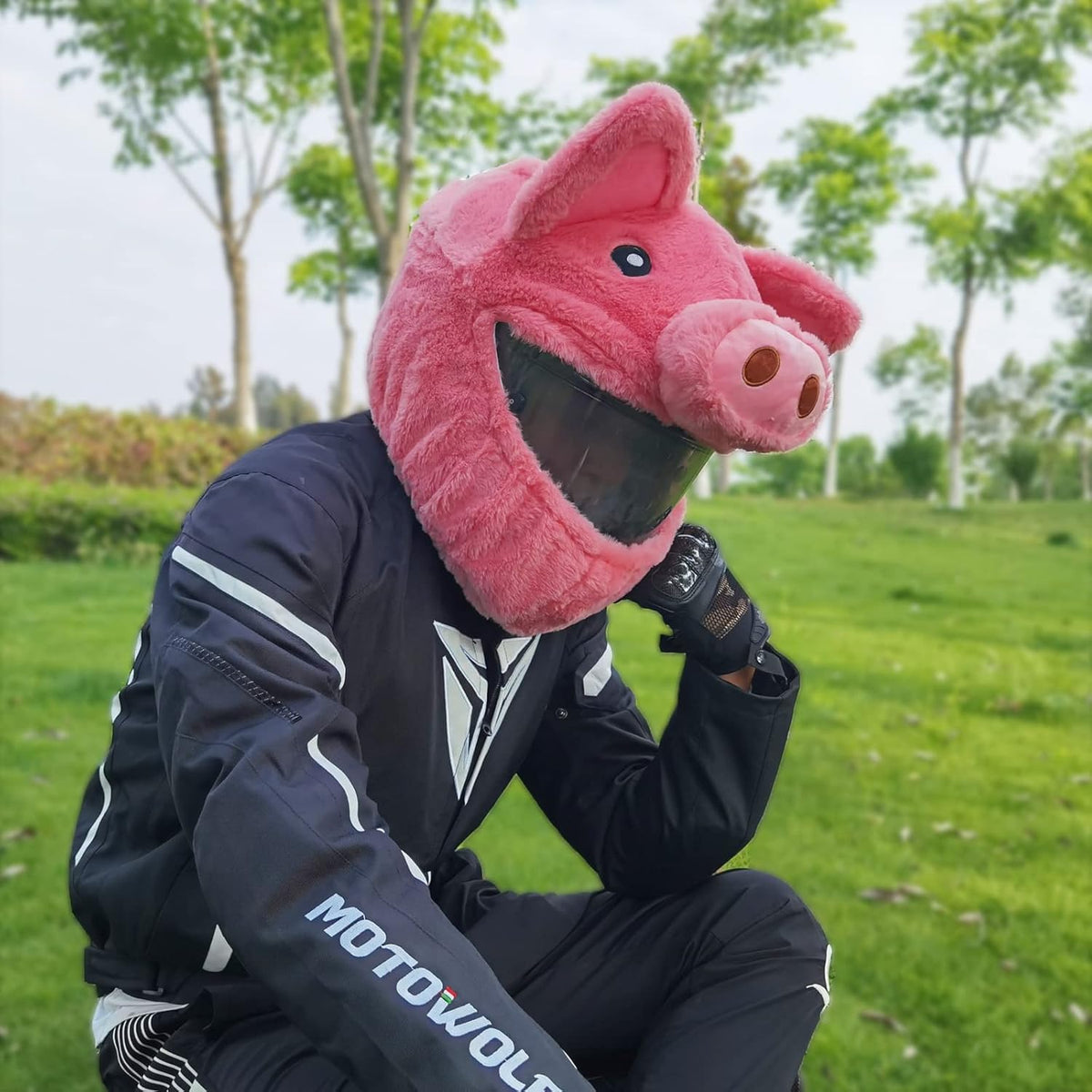 Funny motorcycle helmet covers-Pink Pig