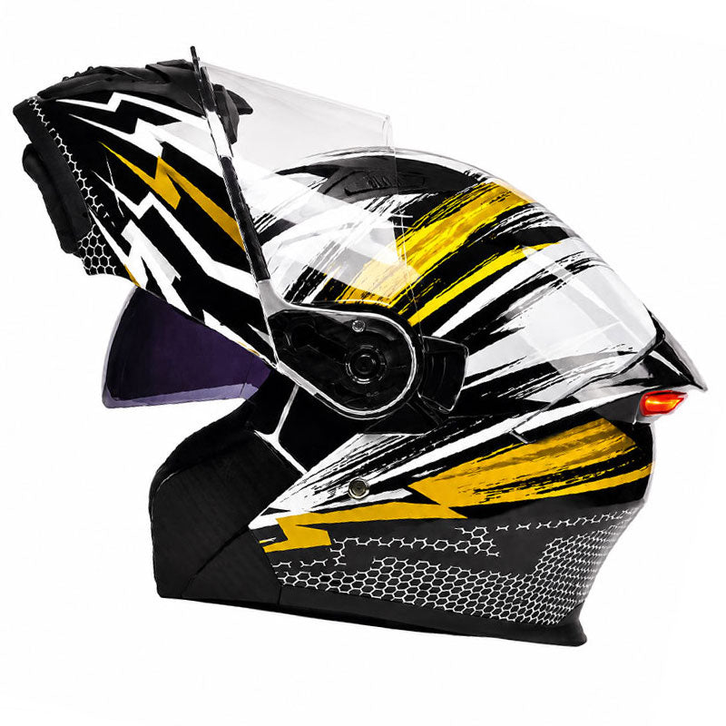 Cyberpunk Neon-Patterned Modular Motorcycle Helmet-I85