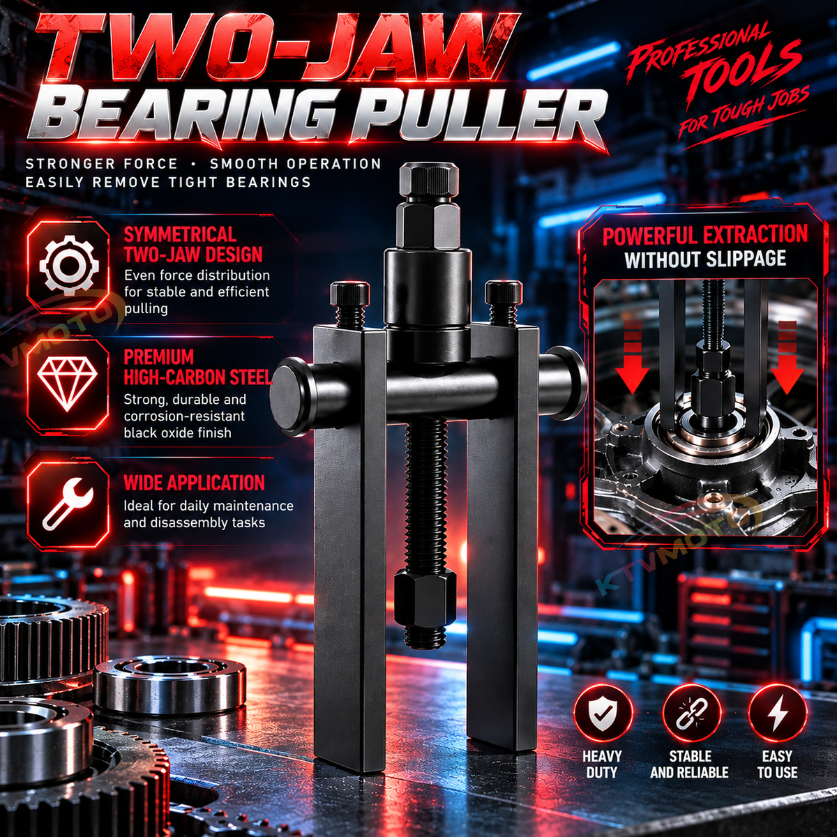 KTVMOTO 8–25mm Blind Hole Bearing Puller Set – Motorcycle & Automotive Bearings-MT01